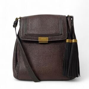 Brahmin Margo Tassel Flap Crossbody Bag Solid Chocolate Brown